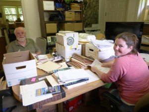 Ron and Tanya sorting through older files