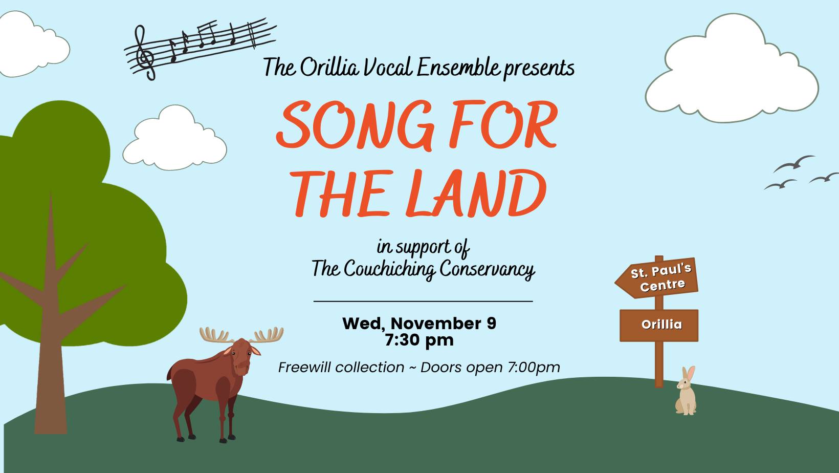 song for the land poster in support of couchiching conservancy nov 9th